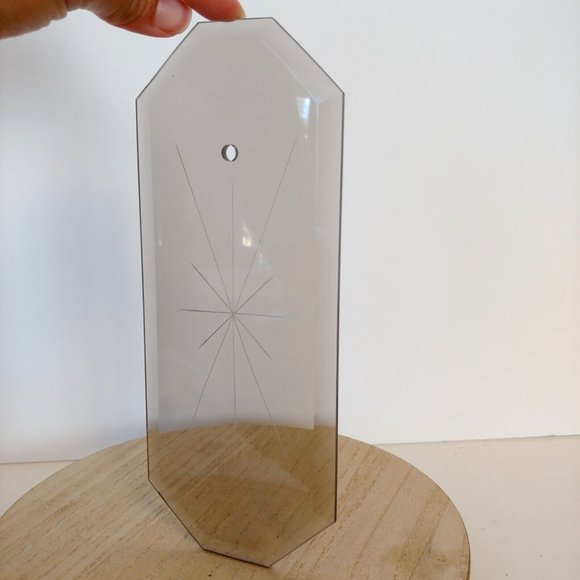 Chandelier Beveled Glass Panel Octagon Smoked Glass 12Pt Star 8 5/8" x 3 5/8 VTG - Picture 2 of 4